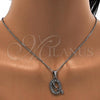 Stainless Steel Pendant Necklace, Initials and Rolo Design, with White Crystal, Polished, Steel Finish, 04.238.0026.18