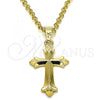 Oro Laminado Religious Pendant, Gold Filled Style Cross Design, Polished, Golden Finish, 05.163.0090