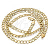 Oro Laminado Basic Necklace, Gold Filled Style Pave Cuban Design, Diamond Cutting Finish, Golden Finish, 5.223.004.30
