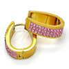 Stainless Steel Small Hoop, with Light Rose Swarovski Crystals, Polished, Golden Finish, 02.255.0003.4.15