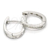 Sterling Silver Huggie Hoop, with White Cubic Zirconia, Polished, Rhodium Finish, 02.186.0038.15
