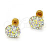 Stainless Steel Stud Earring, with Apple Green Crystal, Polished, Golden Finish, 02.271.0007.1