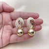 Oro Laminado Stud Earring, Gold Filled Style Ball Design, Polished, Golden Finish, 02.385.0063