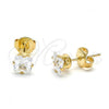 Oro Laminado Stud Earring, Gold Filled Style with White Cubic Zirconia, Polished, Golden Finish, 5.128.025