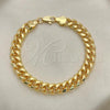 Oro Laminado Basic Bracelet, Gold Filled Style Miami Cuban Design, Polished, Golden Finish, 5.223.010.08