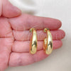 Oro Laminado Medium Hoop, Gold Filled Style Hollow Design, Polished, Golden Finish, 02.163.0212.30