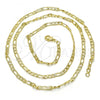 Oro Laminado Basic Necklace, Gold Filled Style Figaro Design, Polished, Golden Finish, 04.213.0111.24