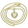 Oro Laminado Pendant Necklace, Gold Filled Style Heart Design, with White Micro Pave, Polished, Golden Finish, 04.156.0320.20