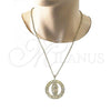 Oro Laminado Religious Pendant, Gold Filled Style Guadalupe and Evil Eye Design, Polished, Golden Finish, 05.253.0100