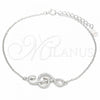 Sterling Silver Fancy Bracelet, Music Note Design, with White Micro Pave, Polished, Rhodium Finish, 03.336.0070.08
