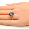 Rhodium Plated Multi Stone Ring, with Crystal Black Patina Swarovski Crystals, Polished, Rhodium Finish, 01.239.0008.5 (One size fits all)