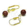 Oro Laminado Dangle Earring, Gold Filled Style Ball Design, Polished, Golden Finish, 5.123.010