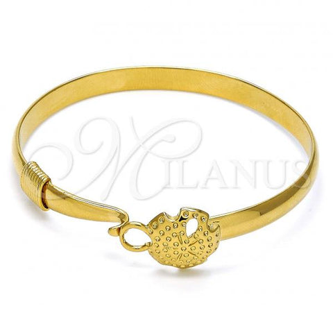 Oro Laminado Individual Bangle, Gold Filled Style Flower Design, Polished, Golden Finish, 07.192.0014.03 (12 MM Thickness, Size 3 - 2.00 Diameter)