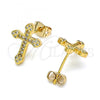 Oro Laminado Stud Earring, Gold Filled Style Cross Design, Polished, Golden Finish, 02.213.0298