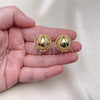 Oro Laminado Stud Earring, Gold Filled Style Ball and Twist Design, Polished, Golden Finish, 02.195.0278
