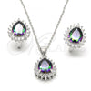 Sterling Silver Earring and Pendant Adult Set, Teardrop Design, with  and White Cubic Zirconia, Polished, Rhodium Finish, 10.186.0025