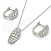 Sterling Silver Earring and Pendant Adult Set, with White Cubic Zirconia, Polished, Rhodium Finish, 10.175.0049