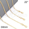 Oro Laminado Basic Necklace, Gold Filled Style Curb Design, Polished, Golden Finish, 04.32.0019.22