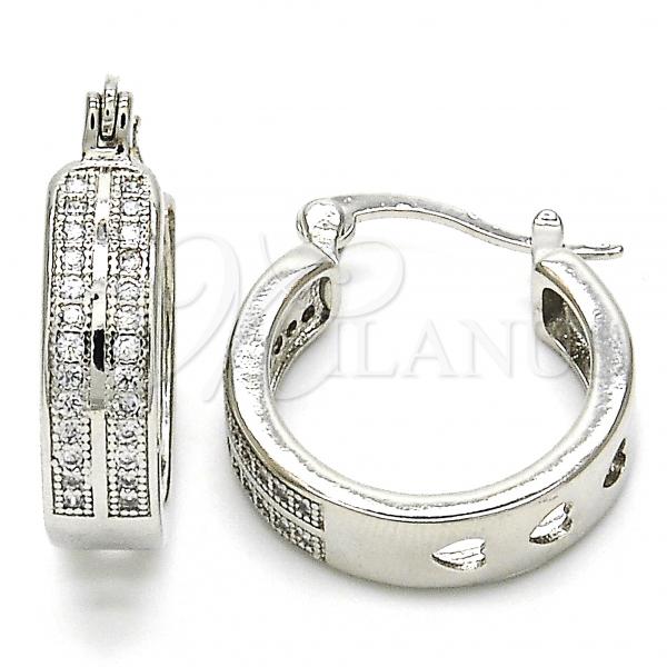 Rhodium Plated Small Hoop, with White Micro Pave, Polished, Rhodium Finish, 02.210.0271.4.20