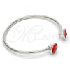Rhodium Plated Individual Bangle, with Padparadscha Swarovski Crystals, Polished, Rhodium Finish, 07.239.0014.3 (03 MM Thickness, One size fits all)