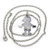 Rhodium Plated Pendant Necklace, Little Boy Design, Polished, Rhodium Finish, 04.106.0033.1.20