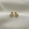 Oro Laminado Stud Earring, Gold Filled Style Angel Design, White Enamel Finish, Golden Finish, 02.02.0500