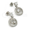 Sterling Silver Dangle Earring, with White Cubic Zirconia and White Crystal, Polished, Rhodium Finish, 02.175.0131