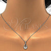 Sterling Silver Earring and Pendant Adult Set, Teardrop Design, with White Micro Pave, Polished, Rhodium Finish, 10.174.0231