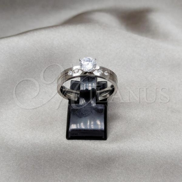 Stainless Steel Elegant Ring, with White Cubic Zirconia, Polished, Steel Finish, 01.63.0665.09