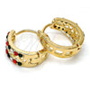 Oro Laminado Huggie Hoop, Gold Filled Style with Multicolor Crystal, Polished, Golden Finish, 02.165.0144.12.15
