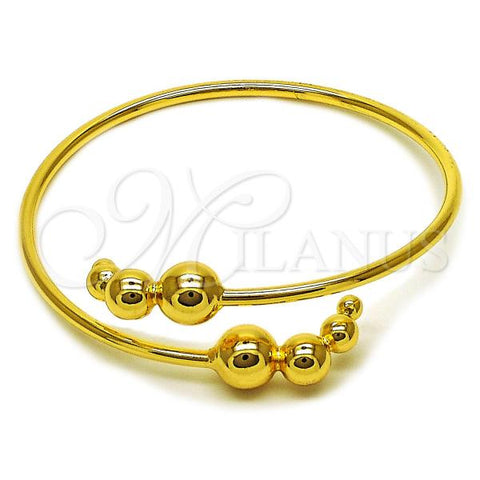 Oro Laminado Individual Bangle, Gold Filled Style Ball Design, Polished, Golden Finish, 07.170.0072