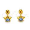 Stainless Steel Stud Earring, Star Design, with Blue Topaz Crystal, Polished, Golden Finish, 02.271.0016.2