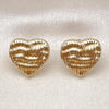 Oro Laminado Stud Earring, Gold Filled Style Heart Design, Polished, Golden Finish, 02.195.0314