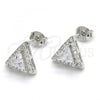 Sterling Silver Stud Earring, with White Cubic Zirconia, Polished, Rhodium Finish, 02.285.0088