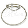 Stainless Steel Individual Bangle, Love Design, with White Crystal, Polished, Steel Finish, 07.258.0001.04 (02 MM Thickness, Size 4 - 2.25 Diameter)