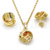 Oro Laminado Earring and Pendant Adult Set, Gold Filled Style Love Knot Design, Polished, Golden Finish, 10.63.0516