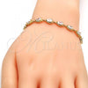 Oro Laminado Tennis Bracelet, Gold Filled Style Teardrop Design, with White Cubic Zirconia, Polished, Golden Finish, 03.213.0006.1.07