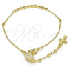 Oro Laminado Bracelet Rosary, Gold Filled Style Guadalupe and Cross Design, Polished, Golden Finish, 03.197.0002.08