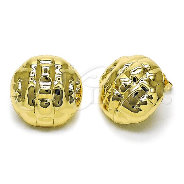 Oro Laminado Stud Earring, Gold Filled Style Hollow Design, Polished, Golden Finish, 02.195.0342