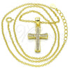 Sterling Silver Pendant Necklace, Cross Design, with White Micro Pave, Polished, Golden Finish, 04.336.0115.2.16