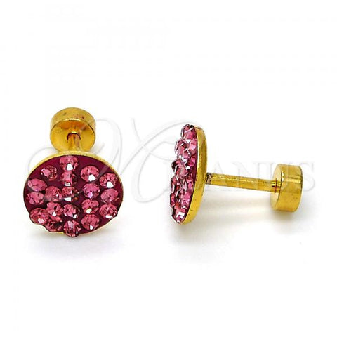 Stainless Steel Stud Earring, with Rhodolite Crystal, Polished, Golden Finish, 02.271.0007.3