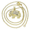 Oro Laminado Pendant Necklace, Gold Filled Style Elephant Design, with White and Black Micro Pave, Polished, Golden Finish, 04.156.0290.20