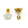 Stainless Steel Stud Earring, Flower Design, with Aurore Boreale Crystal, Polished, Golden Finish, 02.271.0020.1
