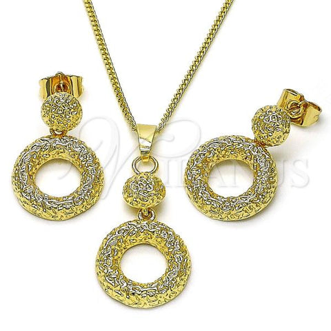 Oro Laminado Earring and Pendant Adult Set, Gold Filled Style Diamond Cutting Finish, Golden Finish, 10.163.0036