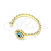 Oro Laminado Elegant Ring, Gold Filled Style Evil Eye Design, Light Blue Resin Finish, Golden Finish, 01.213.0014.2