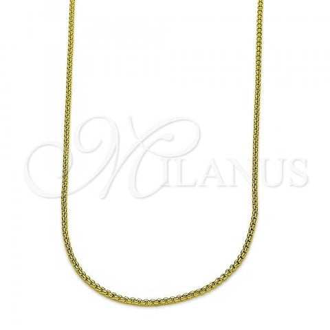 Oro Laminado Basic Necklace, Gold Filled Style Box Design, Polished, Golden Finish, 04.341.0106.16