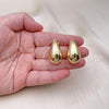 Oro Laminado Stud Earring, Gold Filled Style Chunky Design, Polished, Golden Finish, 02.195.0219