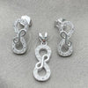 Sterling Silver Earring and Pendant Adult Set, Polished, Silver Finish, 10.398.0006