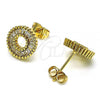 Oro Laminado Stud Earring, Gold Filled Style with White Cubic Zirconia, Polished, Golden Finish, 02.342.0185