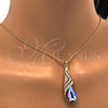 Oro Laminado Pendant Necklace, Gold Filled Style Teardrop and Rolo Design, with Heliotrope and Aurore Boreale Swarovski Crystals, Polished, Golden Finish, 04.239.0037.5.16